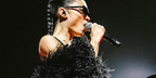Italian singer Elodie Di Patrizi was seen wearing Valentino V-GOLDCUT-II VLS 114Acat eye sunglasses in her Rome concert, December 2023