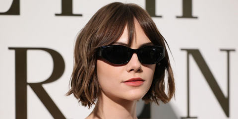 Actress Emilia Jones was seen wearing black Ralph Lauren RL8231U 5001/87 sunglasses at the Ralph Lauren Fall/Winter 2026 fashion show during New York Fashion Week.