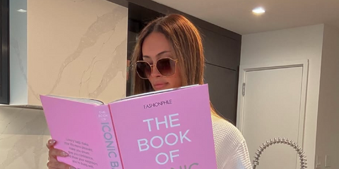Beauty content creator Emira D'Spain was seen wearing gold Miu Miu MU 52WS 5AK06S sunglasses with pink gradient lenses in her Instagram post, October 2025. Shop online now on Pretavoir