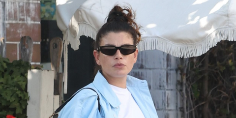Italian singer Emma Marrone was seen wearing black Saint Laurent Sun SL 634 Nova 001 sunglasses in Los Angeles, October 2024.