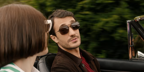 Italian actor Eugenio Franceschini was seen wearing black Emporio Armani EA2162 3001/63 sunglasses with bronze lenses in Emily in Paris season 5, episode 1 as Marcello Muratori.