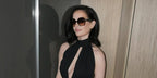 Eva Green is seen wearing Tom Ford Romy TF1032 52E hexagon sunglasses in tortoiseshell to the brand's Fall/Winter 2024 fashion show