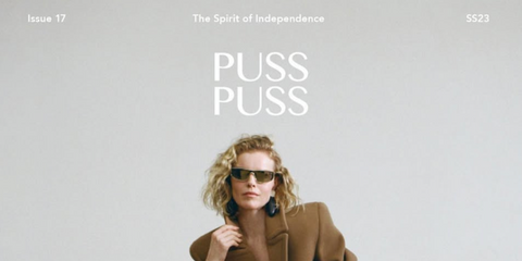 Eva Herzigova is seen wearing Saint Laurent Luna SL 605 001 sunglasses on the cover of PUSS PUSS Magazine Issue 17