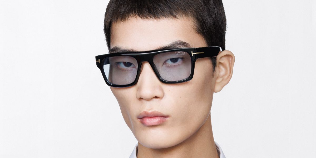 Male model wears Tom Ford TF1337 01V Photochromic sunglasses