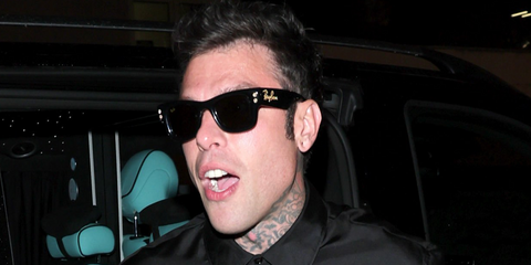 Italian singer Fedez was seen wearing black Ray-Ban Wayfarer Puffer Crystal Edition RB 4940B 6864/87 sunglasses at the Met Gala 2025 afterparty.