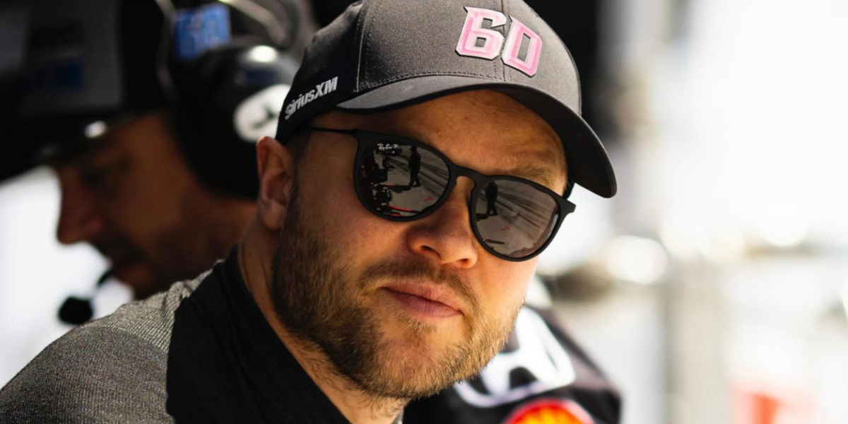 Swedish racing driver Felix Rosenqvist was seen wearing black Ray-Ban Erika RB 4171 601/2P Polarised round sunglasses in Detroit, June 2024