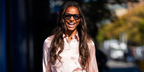 Track athlete Gabby Thomas was seen wearing Ray-Ban Meta Skyler RW4010 601/MF Photochromic Smart Glasses in New York City, October 2024