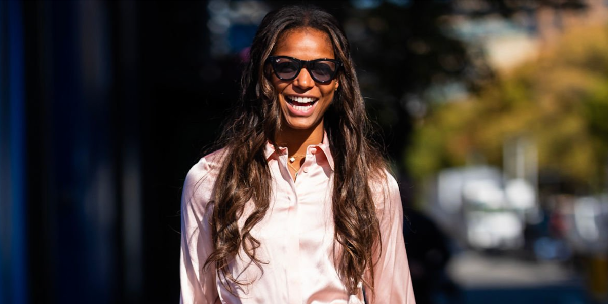 Track athlete Gabby Thomas was seen wearing Ray-Ban Meta Skyler RW4010 601/MF Photochromic Smart Glasses in New York City, October 2024