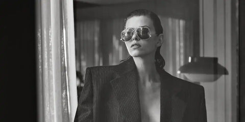 Georgia Fowler was seen wearing Saint Laurent Sun SL 653 Leon 001 aviator sunglasses in a fashion editorial page of Marie Claire Australia, October 2023