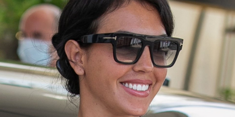 Georgina Rodriguez wearing black Tom Ford Renee sunglasses at Cannes Film Festival 2021