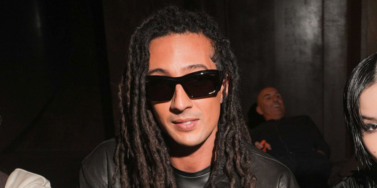Italian rapper Ghali wore black Gucci GG2273S 001 sunglasses at the Gucci Spring/Summer 2027 show during Milan Fashion Week
