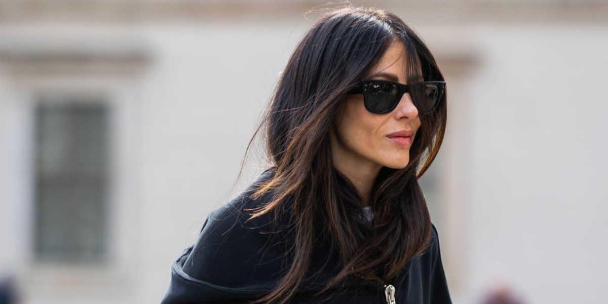 Creative director Gilda Ambrosio of The Attico was seen wearing black Ray-Ban Mega Wayfarer RB 0840S 901/31 sunglasses during Milan Fashion Week season Spring/Summer 2025. Shop online now on Pretavoir