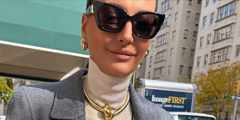 Fashion editor and creative director Giovanna Battaglia was seen wearing black Swarovski SK6047 1001/8G sunglasses in New York City, November 2025.