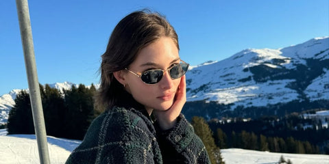 Grace Elizabeth was seen wearing gold Ray-Ban RB 3734 001/3R sunglasses with blue Polarised lenses in her Instagram post, January 2025