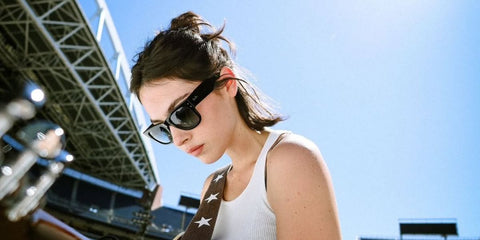 Gracie Abrams was seen wearing black Ray-Ban Mega Wayfarer RB 0840S 901/31 sunglasses, as photographed by Abby Waisler
