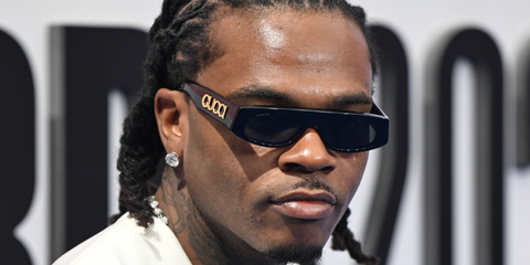 Gunna at the BET Awards 2024 wearing Gucci GG1771S 001 black ancora sunglasses - buy online at Pretavoir.