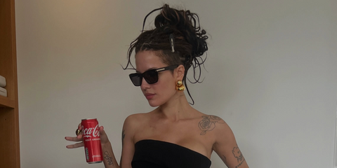 Halsey was seen wearing black Alexander McQueen AM0495S 001 sunglasses at the Cannes Film Festival 2026, shared through her Instagram post.