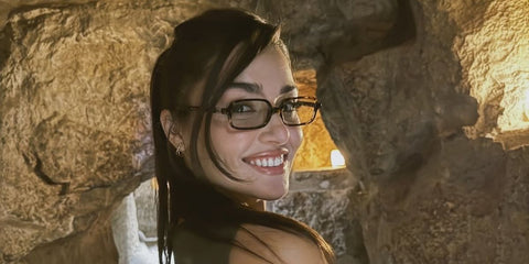 Turkish actress Hande Ercel was seen wearing tortoiseshell Miu Miu MU 11ZS 14L08N rectangular optical glasses with Blue Control lenses in her Instagram post, while in Egypt