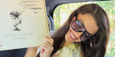 Turkish actress Hande Ercel was seen wearing black Tom Ford Achilles TF1182 01A sunglasses with grey Photochromic lenses in her Instagram post, June 2026