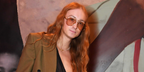 Fashion designer Harris Reed was seen wearing gold Bottega Veneta BV1305S 002 Sardine aviator sunglasses with light brown lenses at the Tolu Coker Fall/Winter 2026 fashion show during London Fashion Week