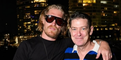 Actor Harry Goodwins was seen wearing black Tom Ford Bronson TF1044 01E sunglasses with yellow lenses at the Miami Art Basel & Art Week Miami 2025.