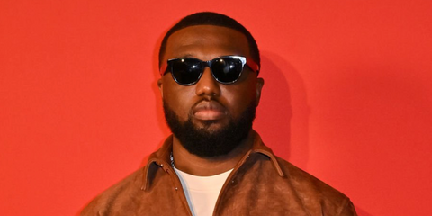Rapper and singer Headie One was seen wearing black Burberry TB Collection BE4432U 4121/87 round sunglasses at the GQ Men Of The Year 2025 After Party in London