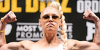 Professional boxer Heather Hardy was seen wearing gold Ray-Ban Aviator 3025 001/51 Gold/Light Brown Gradient sunglasses during weigh-ins for her fight against Amanda Serrano at American Airlines Center in Texas, August 2023