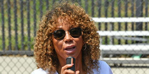 Actress Holly Robinson Peete was seen wearing black Ray-Ban Hexagonal RB 3548N 002/58 Polarised sunglasses as read her book "My Brother Charlie" to youths from Dodgers Dreamteam, Miracle League Los Angeles in May 2026