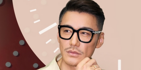 Chinese actor Hu Bing was seen wearing black Tom Ford Icon Collection TF6027-B 001 Blue Control square optical glasses at the Watches & Wonders event in Geneva, April 2026.