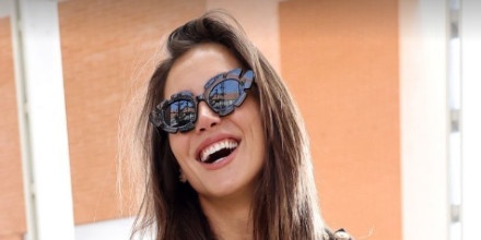 Huda Kattan wears Loewe x Paula's Ibiza LW40088U 01A sunglasses