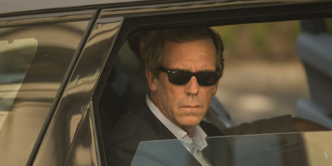 British actor Hugh Laurie was seen wearing the iconic black Ray-Ban Wayfarer 2140 901/58 Polarised sunglasses in 2016 movie A Night Manager