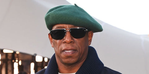 Legendary footballer and broadcaster Ian Wright was seen wearing matte grey silver Burberry BE3164 1316/6G sunglasses at the Burberry Spring/Summer 2026 fashion show during London Fashion Week. Shop online now on Pretavoir