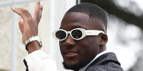 Ibrahima Konate wears Palm Angels Gilroy PERI051 0107 sunglasses in Paris