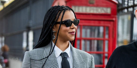 Queen Charlotte: A Bridgerton Story star India Amarteifio was seen wearing black Ray-Ban Zena RB 4430 6677/87 sunglasses to attend the Erdem Spring/Summer 2025 fashion show during London Fashion Week