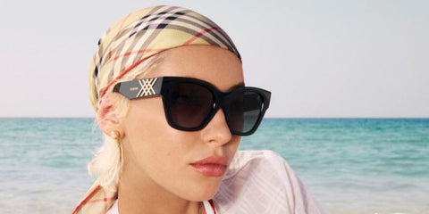 Model and celebrity Iris Law was seen wearing black Burberry BE4489U 3001/87 sunglasses with grey gradient lenses in the Burberry Eyewear Spring/Summer 2026 campaign.