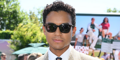 Jaafar Jackson was seen wearing tortoiseshell Polo Ralph Lauren PH4235U 5003/71 sunglasses with green lenses at the Wimbledon Tennis Championships 2025 Final.