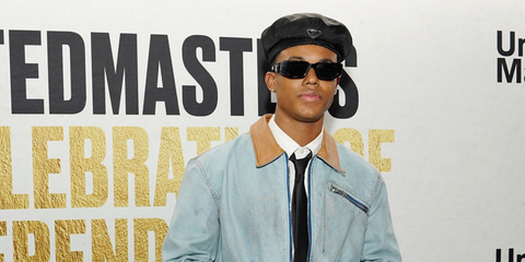 Jabari Banks was seen wearing black Prada PR 09ZS 1AB5S0 sunglasses with dark grey lenses to attend the UnitedMasters, A Celebration Of Independence At The 65th GRAMMY Awards at Hollywood Palladium, Los Angeles