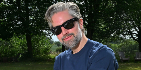 Model and author Jack Guinness was seen wearing Ray-Ban Mega Wayfarer RB 0840S 901/58 Polarised sunglasses at the Glastonbury Festival 2025. Shop online now on Pretavoir