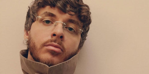 Rapper and singer Jack Harlow was seen wearing silver Cartier CT0619O 002 rimless rectangular optical glasses in an Arena Homme+ magazine UK feature, Summer-Autumn 2026 issue