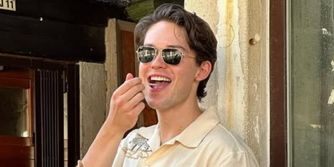 Actor Jack Martin was seen wearing gold Ray-Ban Caravan RB 3136 181 sunglasses in his Instagram post, September 2023.