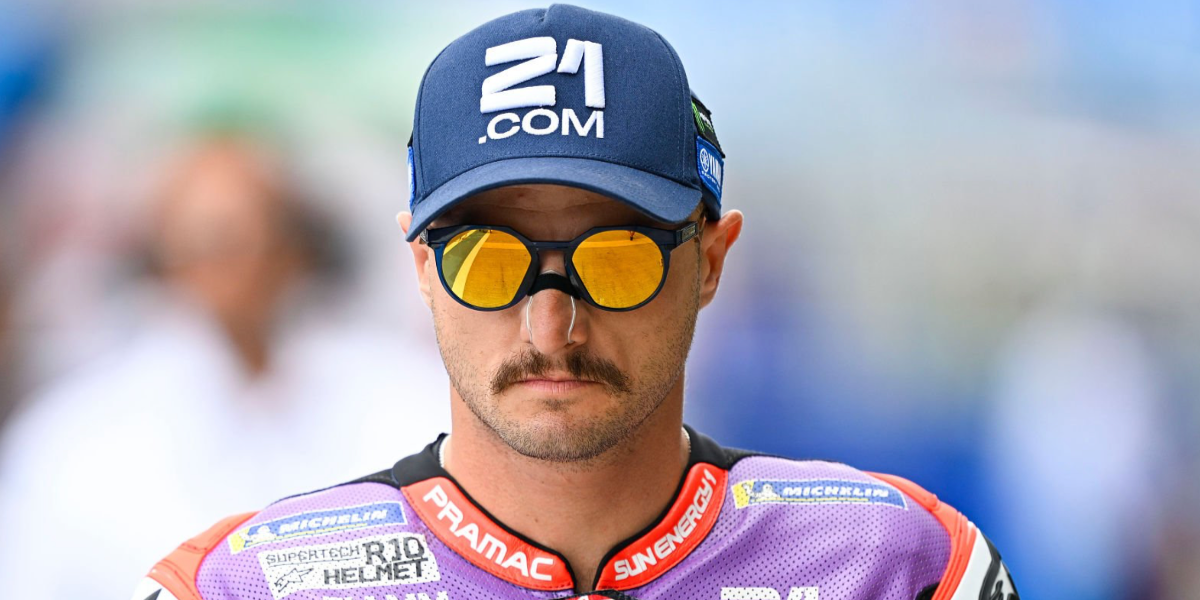 Australian motorcycle racer Jack Miller was seen wearing navy blue Oakley HSTN OO9242 11 sunglasses with 24k Prizm Polarised lenses at the MotoGP of Spain, April 2026.