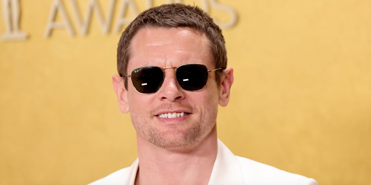 Actor Jack O'Connell of Sinners was seen wearing gold Ray-Ban Frank RB 3857 9196/58 Polarised sunglasses at The Actor Awards (formerly SAG Awards) 2026.