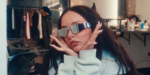 Jade Thirlwall was seen wearing grey silver Balenciaga BB0041S 002 sunglasses in her Instagram post promoting new single It Girl, January 2025