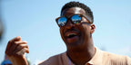 Jameis Winston was seen wearing brown Oakley Meta Hstn OW8002 06 Smart Glasses with Prizm Deep Water Polarised lenses