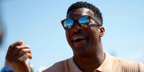 Jameis Winston was seen wearing brown Oakley Meta Hstn OW8002 06 Smart Glasses with Prizm Deep Water Polarised lenses