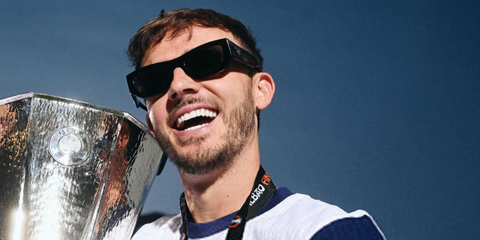 English footballer James Maddison of Tottenham Hotspur was seen wearing black Prada PR A01S 16K08Z sunglasses post winning the UEFA Europa League final 2025. Shop online now on Pretavoir