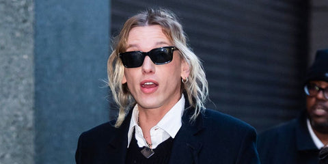 Jamie Campbell Bower was seen wearing black Persol 3272S 95/48 Polarised sunglasses in New York City, December 2025.
