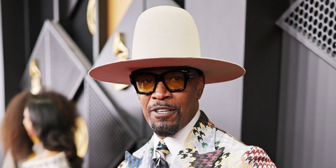Jamie Foxx was seen wearing black Tom Ford Ilias TF1154 01E sunglasses with yellow Photochromic lenses at the Grammy Awards 2026.