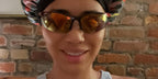 Actress Jasmin Savoy Brown was seen wearing brown Miu Miu MU A02S 16Y8G1 sunglasses with gold mirrored lenses in her Instagram post, September 2025. Shop online now on Pretavoir