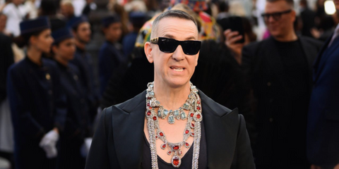 Fashion designer Jeremy Scott was seen wearing black Ray-Ban Carlos RB 0947S 901/58 sunglasses with Polarised lenses to attend the Vogue World 2024 in Paris
